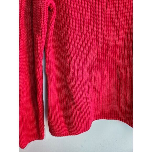 Coldwater Creek Women Red Cotton Chunky Cable Knit V-Neck Sweater size 2X - Picture 3 of 9